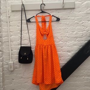 Bright Neon Orange Polka-Dot Dress